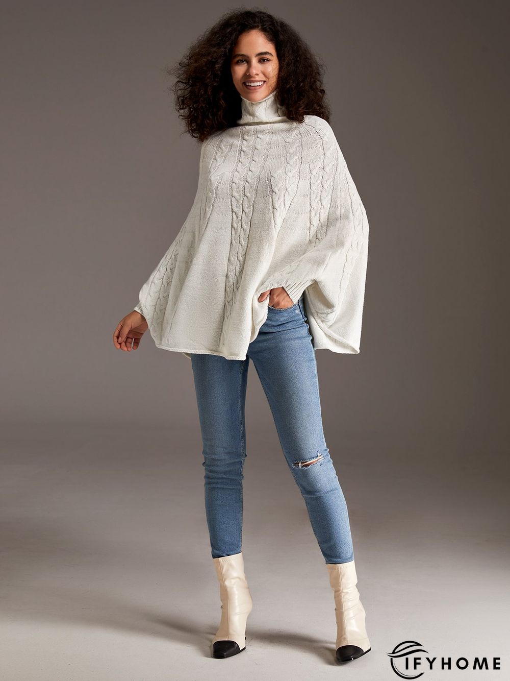 Long Sleeve High Neck Loosen Solid Daily Sweater | IFYHOME