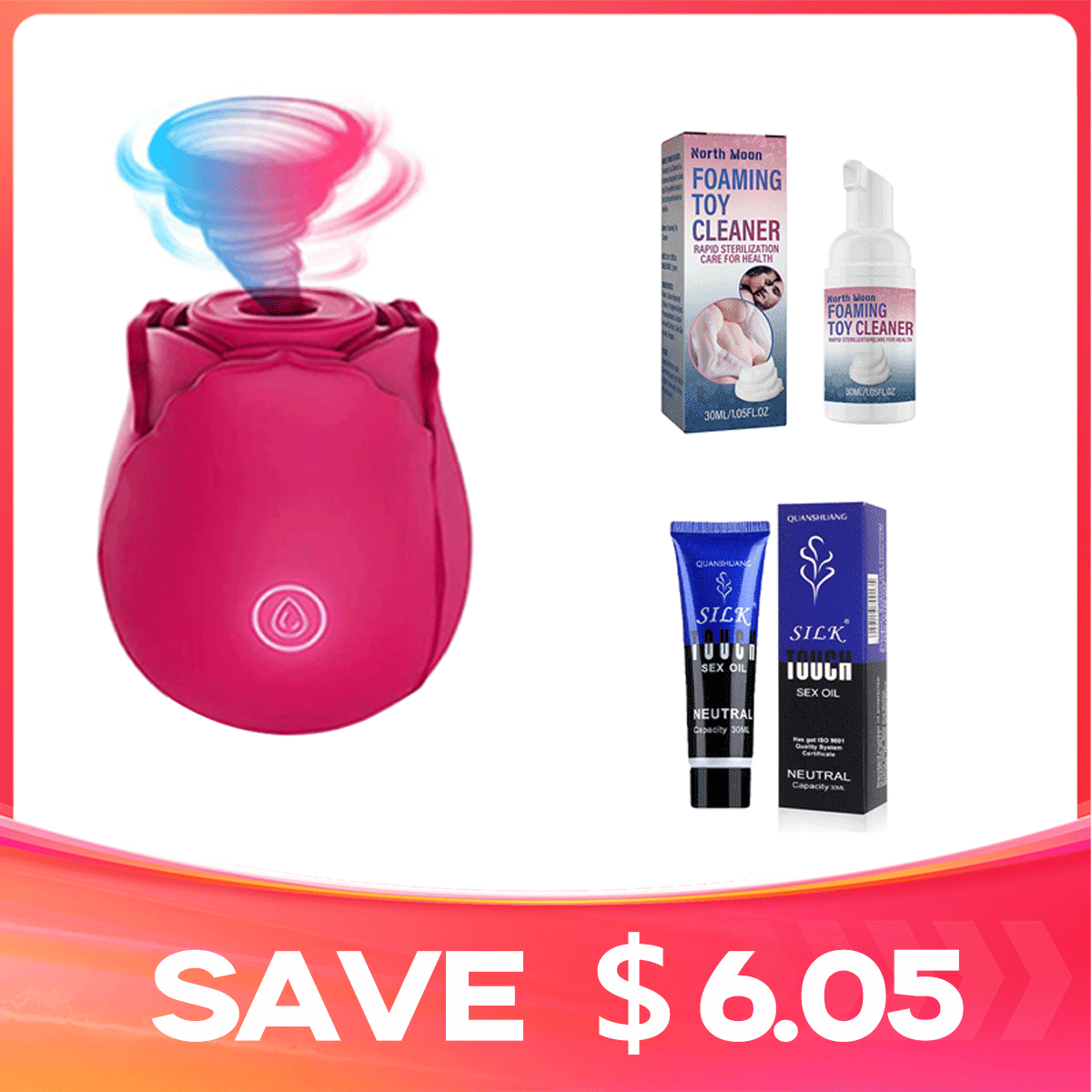 Extra 13% OFF | Hygiene & Pleasure Set | The Original Suction Rose Toy&reg; in Seven Colors By Rose Toy