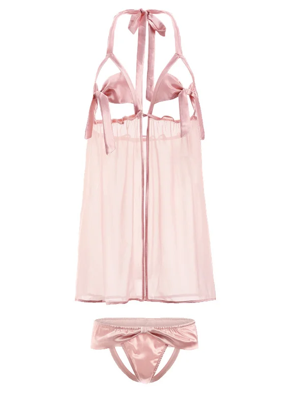 Hollow Out Perspective Suspender Pajamas