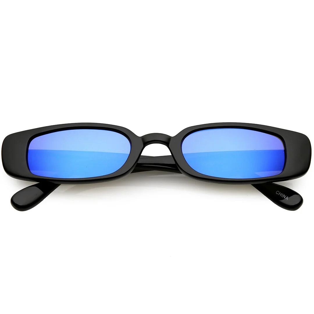 Extreme Thin Small Rectangle glasses Mirrored Lens 49mm