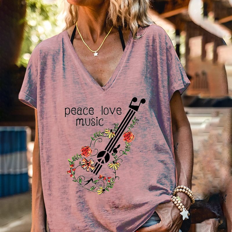 Peace & Love & Music  Guitar Graphic Tees