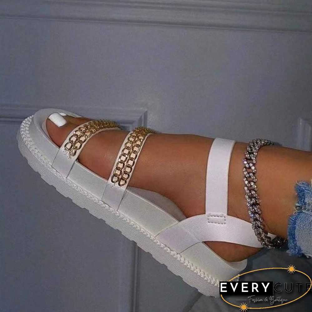 Chain Embellished Thicken Buttom Sandal Shoes