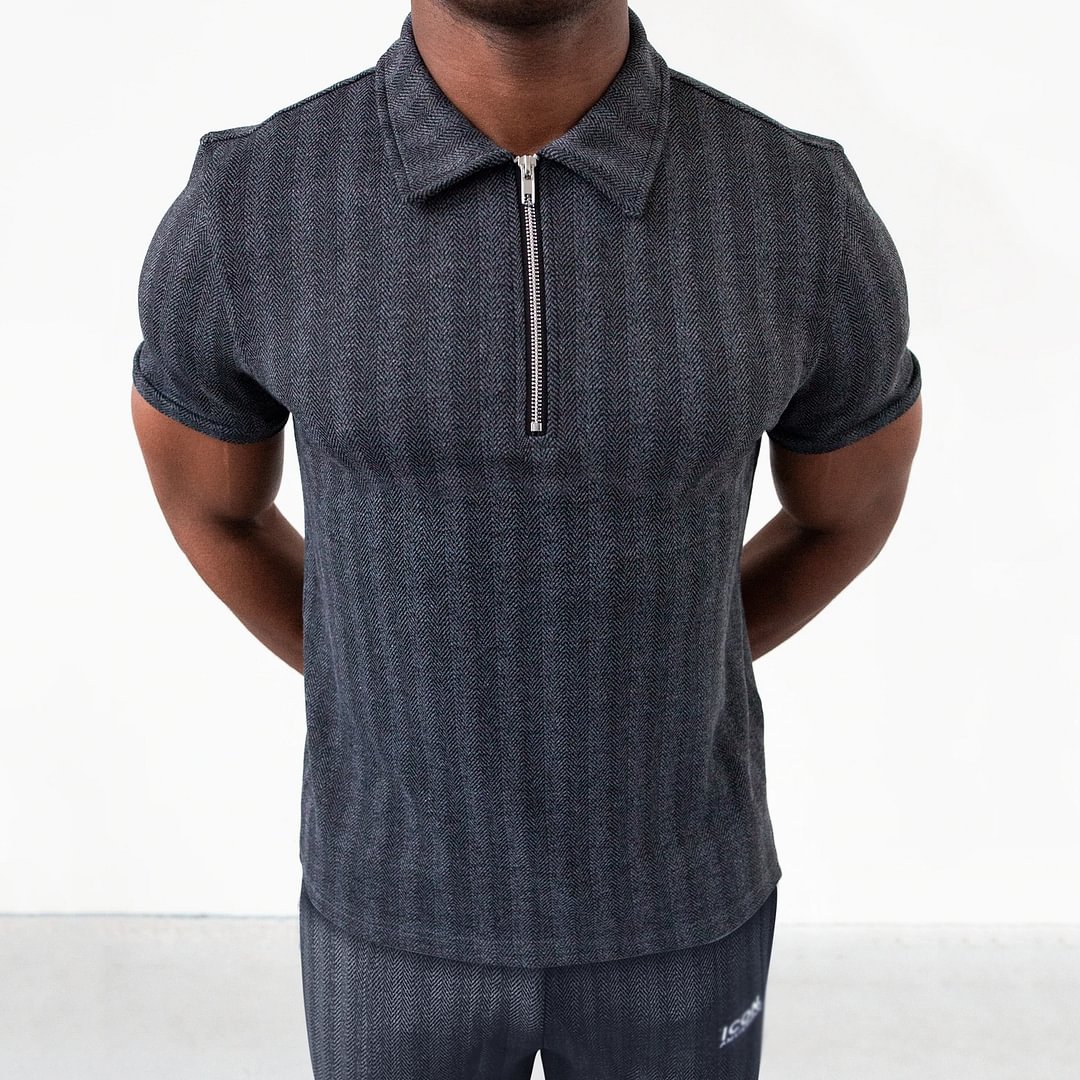 Men's Slim Fit Jacquard POLO Shirt、、URBENIE