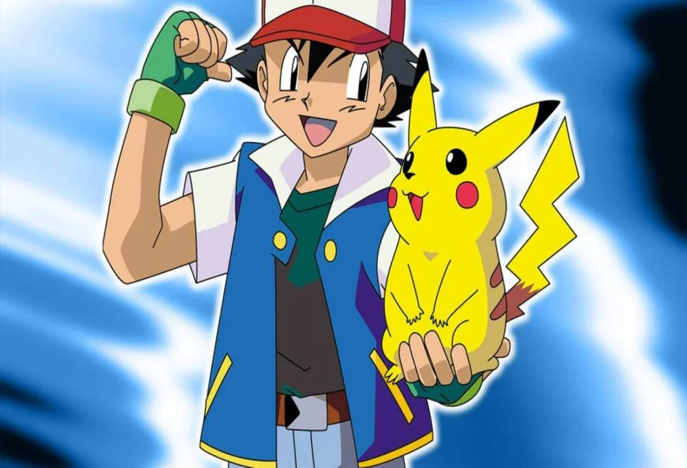 Trainers Ash and Pikachu Cartoon Birthday Party Backdrop RedBirdParty