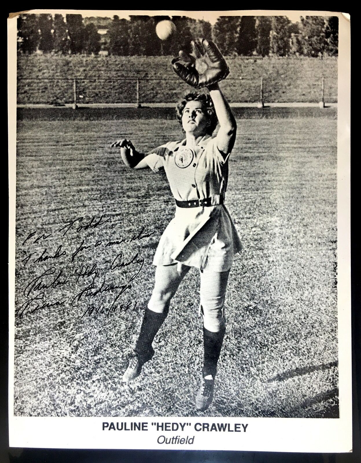 Pauline Crawley Signed 8x10 Photo Poster painting AAGPBL Peoria Redwings Autograph Auto