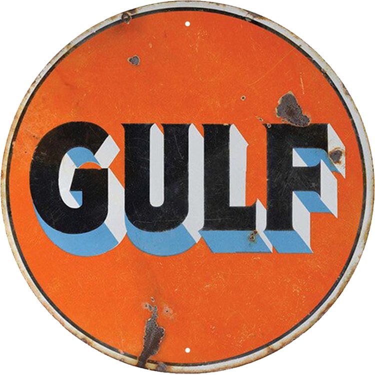 30*30cm - Gulf - Round Tin Signs/Wooden Signs