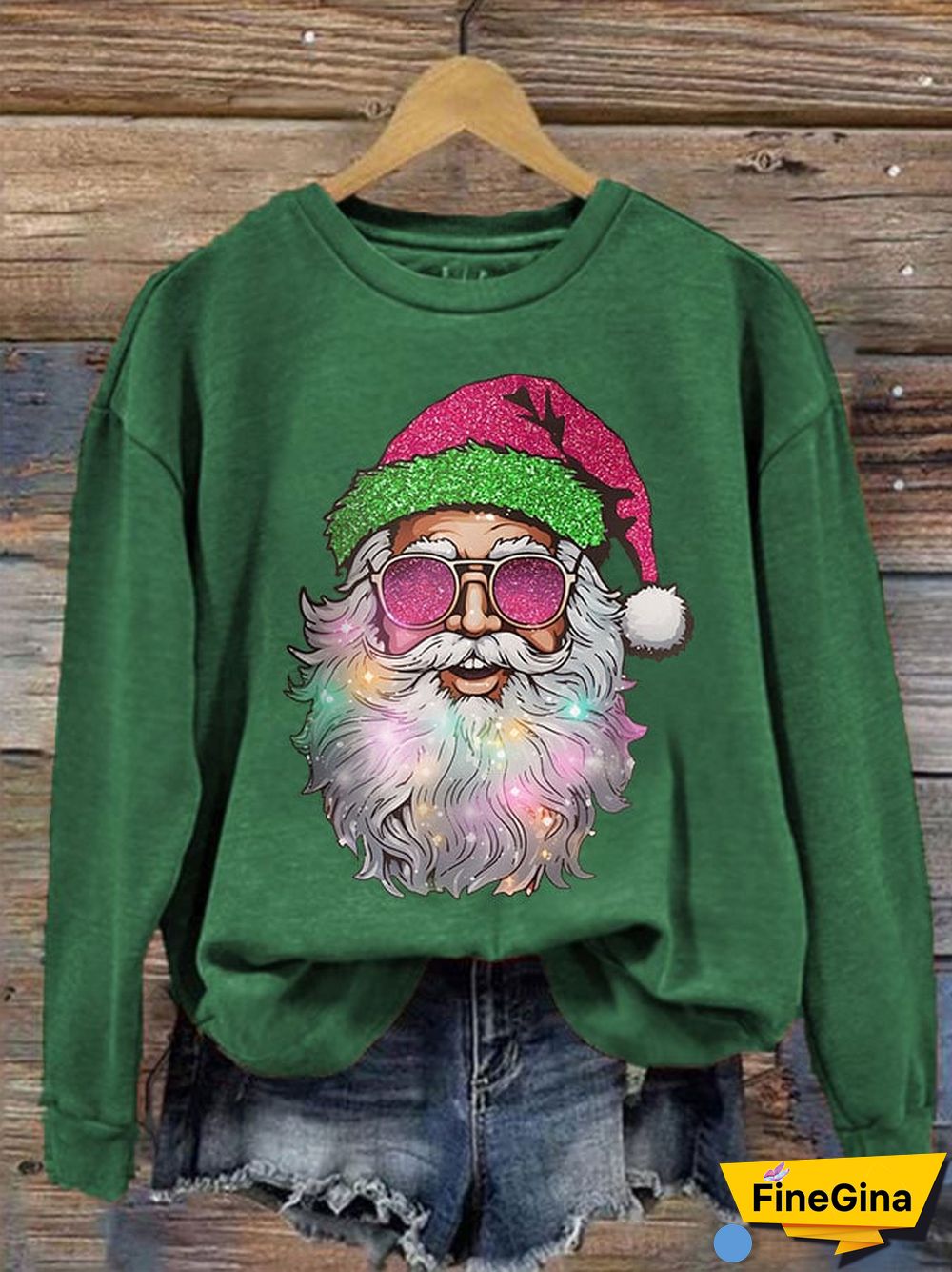 Women's Santa Print Sweatshirt