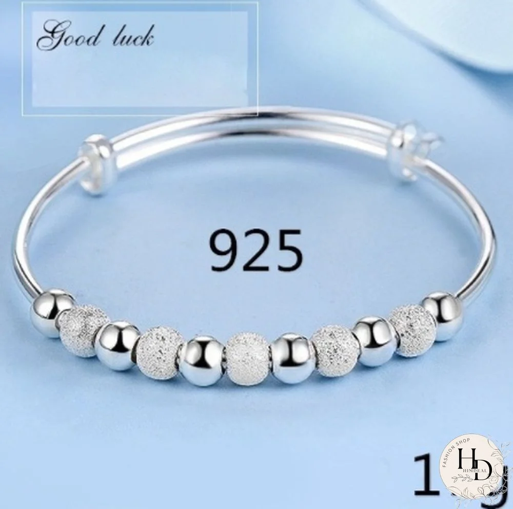 Women's 925 Sterling Silver Transfer Bead Bracelet Fashion Jewelry (Size: A, B, C)