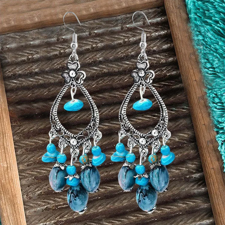 Women's Vintage Folk Style Peacock Blue Earrings