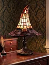 Resin Stained Glass Witch Hat Lamp USB Powered Gothic Wizard Hats Night Light Halloween Home Decor Accent Lamps for Home Office Dormitory Bar Decorate