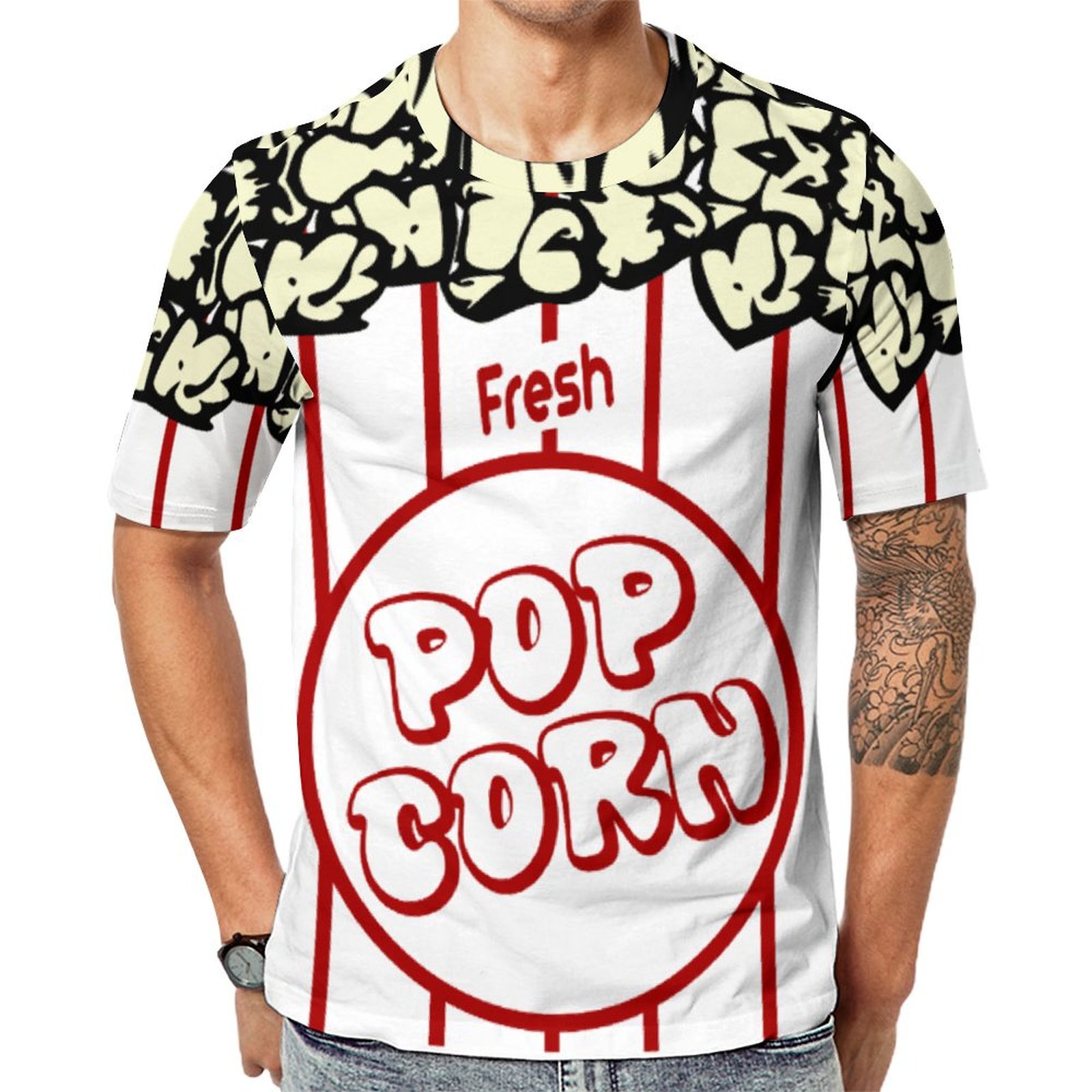 Fresh Popcorn Home Movie Theater Short Sleeve Print Unisex Tshirt Summer Casual Tees for Men and Women Coolcoshirts