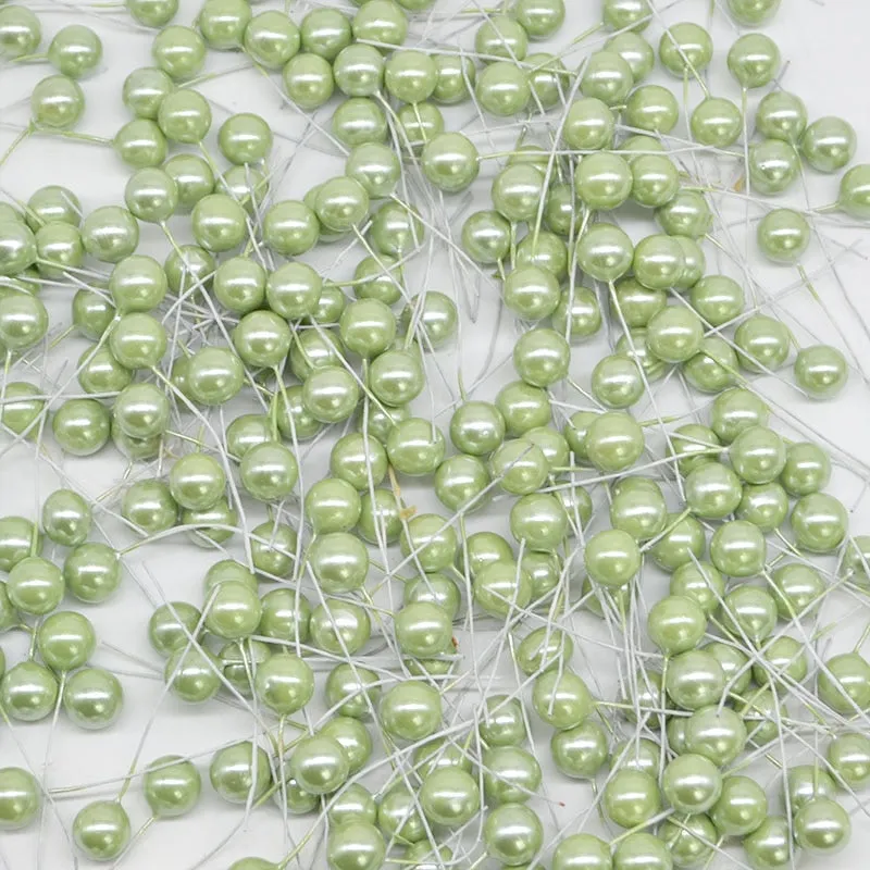 50pcs Colorful Pearl Stamens Artificial Flower small berries cherry For DIY Wedding Christmas Cake Box Pearl Wreaths Decoration
