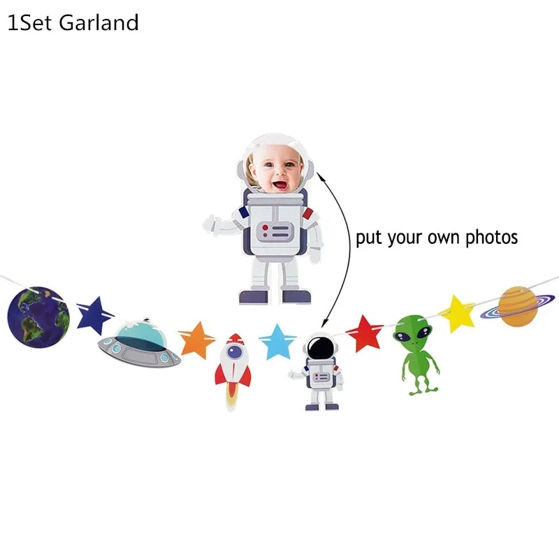 Outer Space Party Astronaut Rocket Ship Foil Balloons Galaxy/Solar System Theme Party Boy Kids Birthday Party Decoration Favors