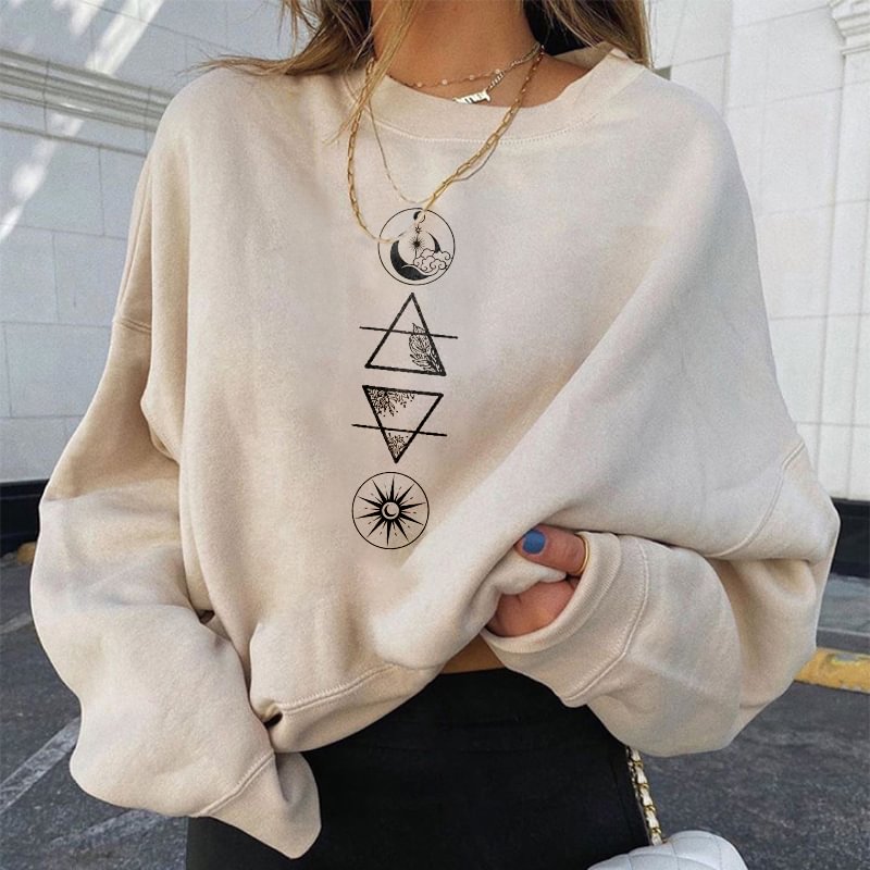   Geometric graphic Print Women's Cozy Loose Sweatshirt - Neojana