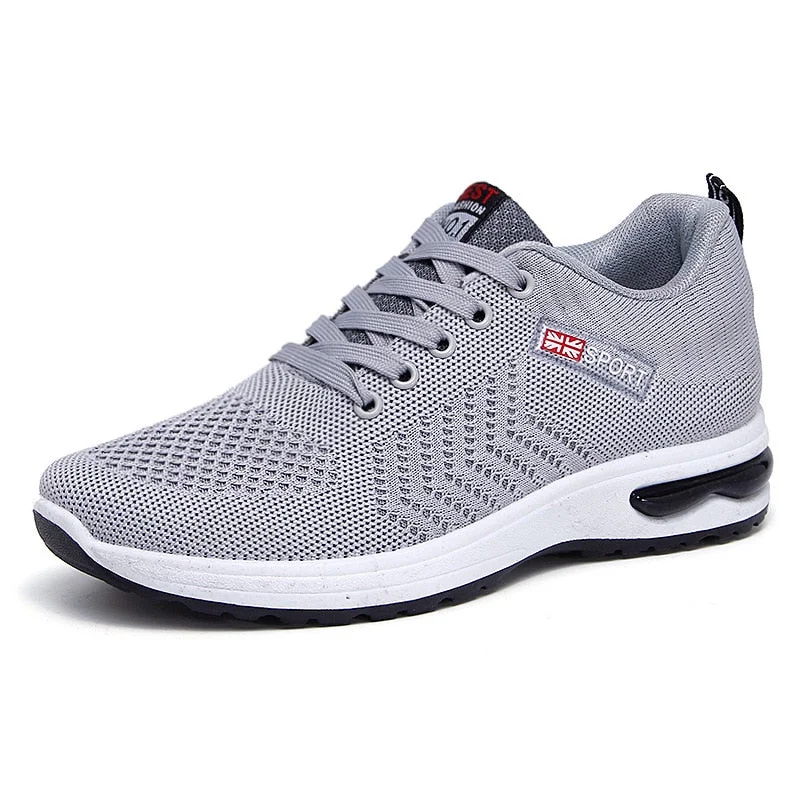 Men Shoes Summer Brand Fashion Men Casual Shoes Lightweight Breathable Men Sneakers Lace Up Gray White Black Red Tenis Man Shoes