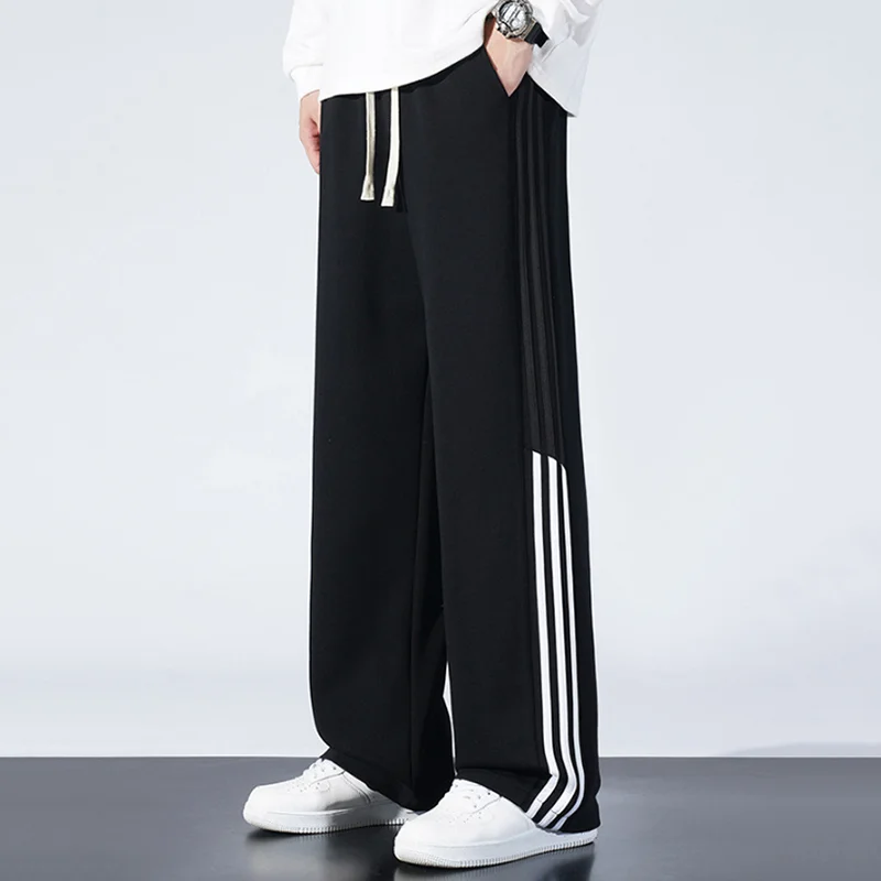 American Color-blocked Woven Wide-leg Casual Sweatpants
