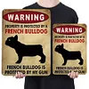 La propri&eacute;t&eacute; est prot&eacute;g&eacute;e par un bouledogue fran&ccedil;ais - Panneaux en &eacute;tain m&eacute;tallique(20*30cm/30*40cm)