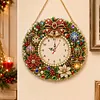 Acrylic Special Shape Xmas Wreath Diamond Pearl Painting Clock Handicraft Hanging Kit