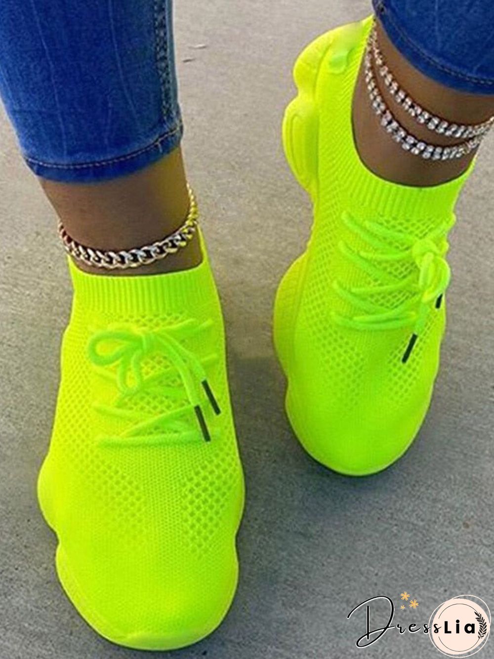 Neochrome Flyknit Breathable Lace-Up Sneakers