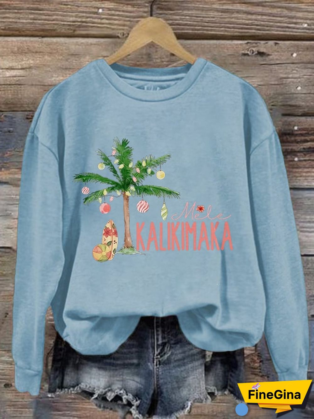Women's Christmas Mele Kalikimaka Print Casual Sweatshirt