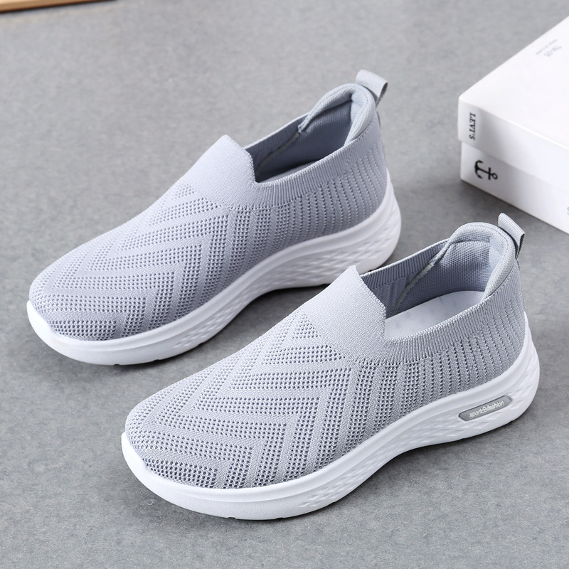 Mature Women Casual Mesh Shoes Slip On Flat Shoes Sneakers