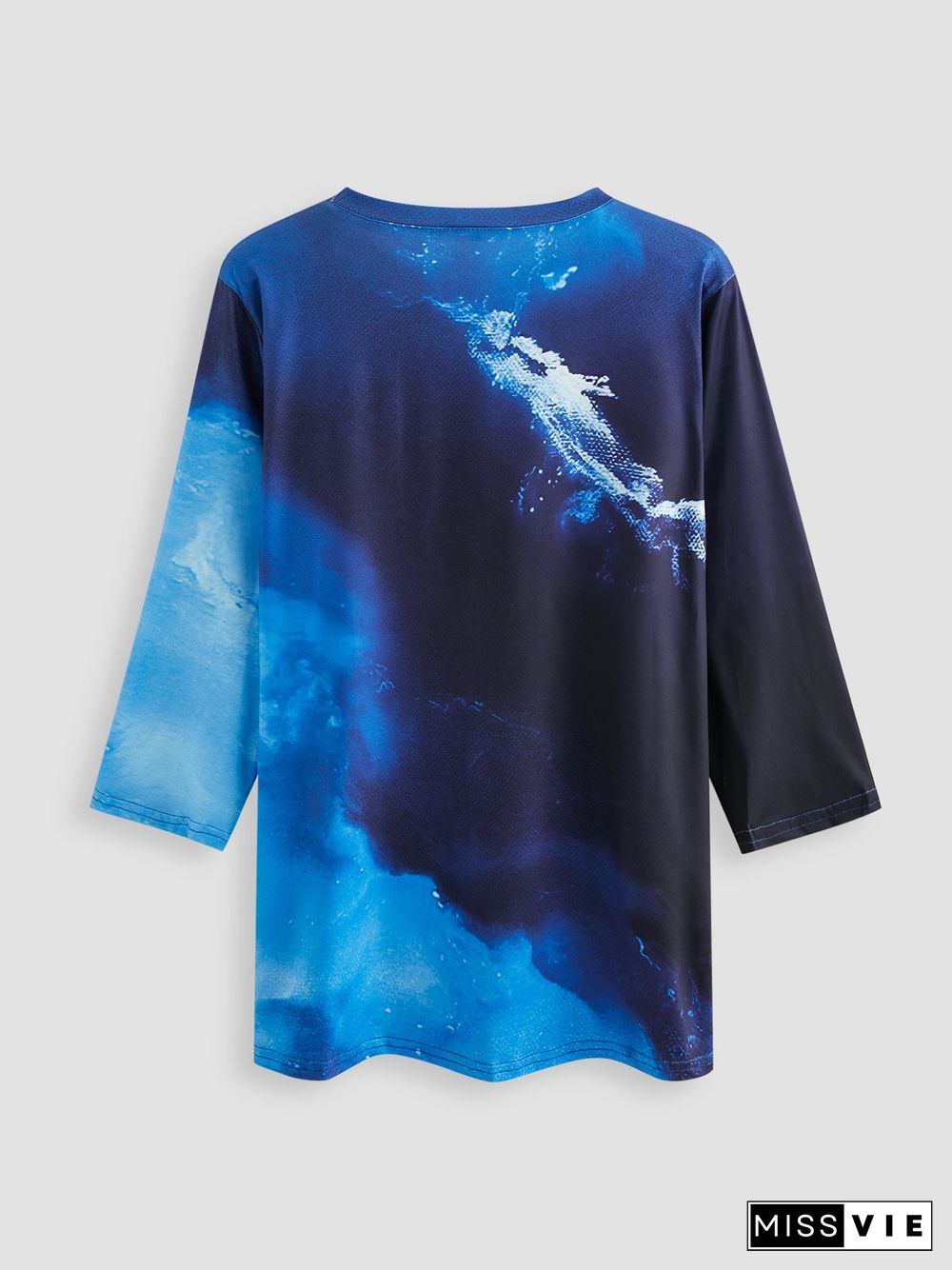 Printed Long Sleeve Crew Neck Casual T-shirt