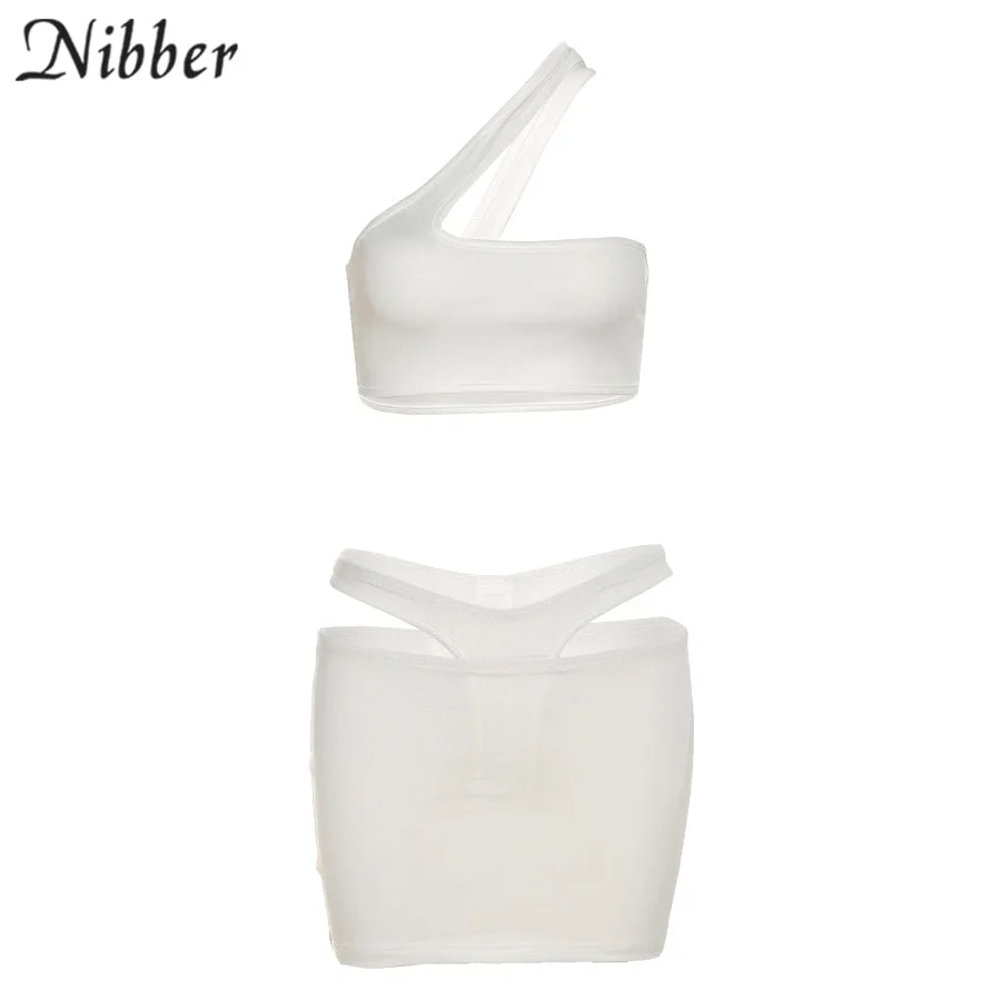 Nibber Basic Sexy Hollow Backless Crop Top Skirts 2 Two Piece Sets For Women's Clothing Summer Beach vacation Club Party Suits