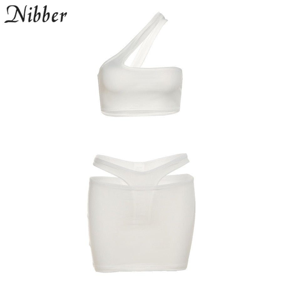 Nibber Basic Sexy Hollow Backless Crop Top Skirts 2 Two Piece Sets For Women's Clothing Summer Beach vacation Club Party Suits