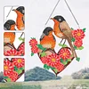 Diamond Painting Acrylic Single-Sided Heart Twin Sparrows Hanging Pendant