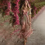 Women's 3d Rose Floral Gradient Color Resort Dress - Image 2