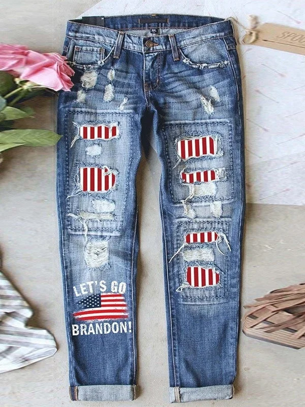 Women Bottoms Jeans Graphic Striped