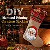 DIY Diamond Painting Christmas Stockings Hanging Ornaments Large Capacity Xmas Socks Pendant Wear Resist Candy Gift Storage Bags for Family Christmas Holiday Party Decoration (Santa Claus head)