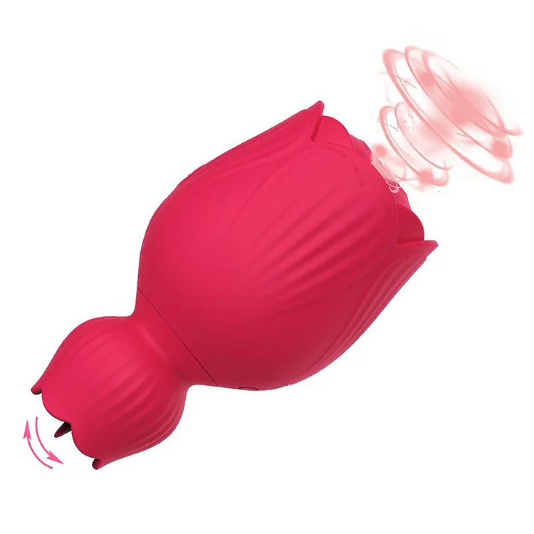 Rose Double Tongue Licking Tapping Vibrator Female Masturbation Toy