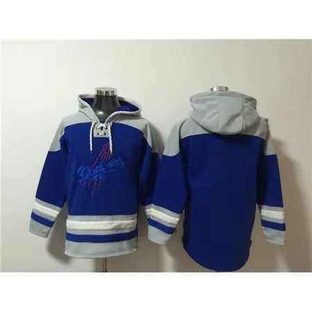 Men's Los Angeles Dodgers Blank Blue Ageless Must-Have Lace-Up Pullover Hoodie KOWR