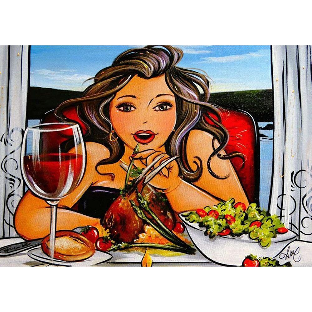 Diamond Painting - Full Round - Eating Lady