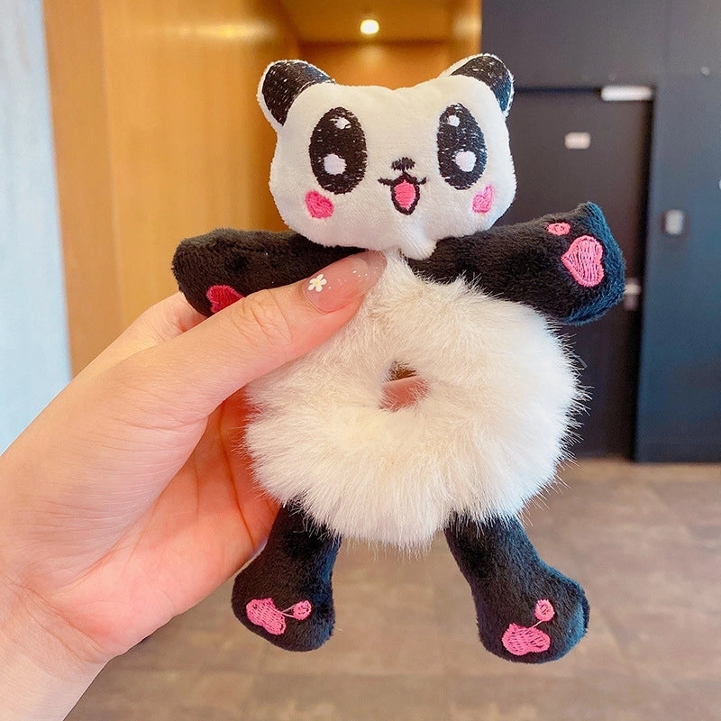 Cute Cartoon Plush Bear Hair Ring No Hurt Hair Headwear Children’s Hair Rope Korean Ball Head Rubber Band Bag