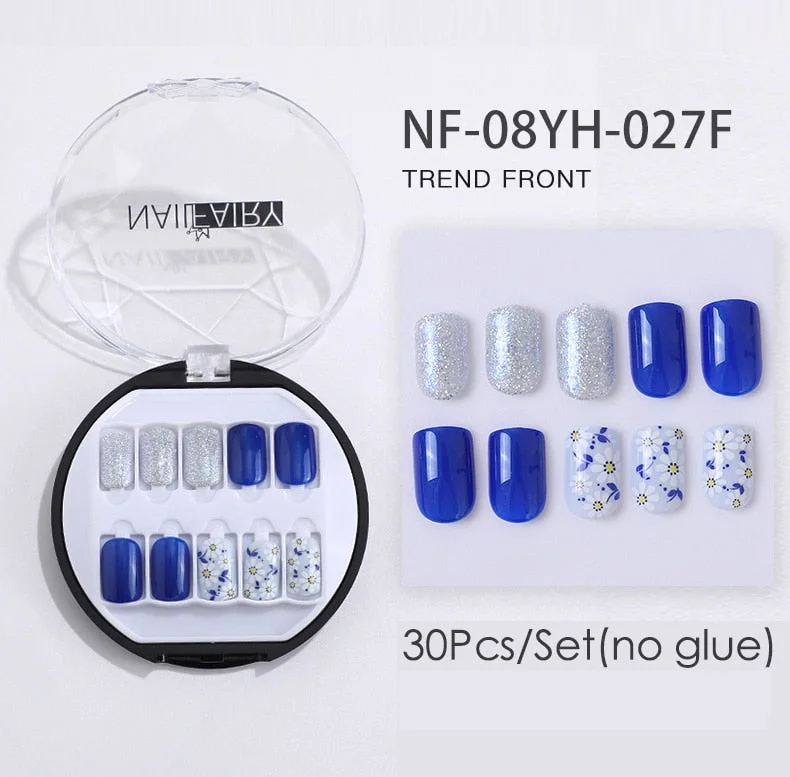 Fake Nails Press Coffin False with Glue Set Packaging Full Artificial Short Kiss Detachable Stick Designs Art Tipsy Cover Box-Nail Inspo