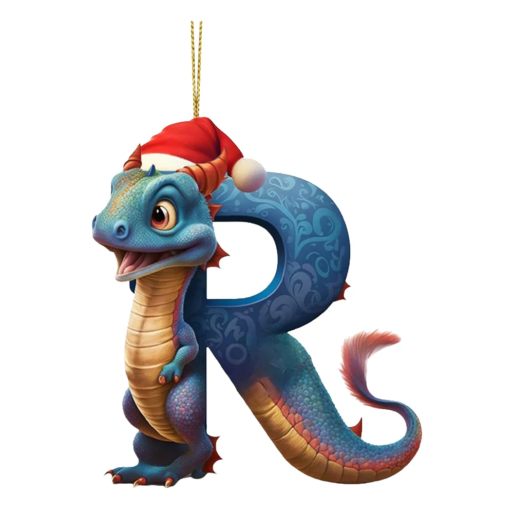 Christmas Cute Dragon Pendants Acrylic Letter Shaped Exquisite for Xmas Tree Car