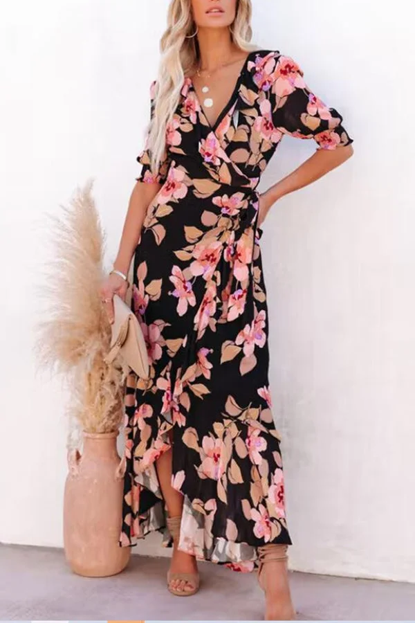 Lewyn Floral Wrap Maxi Dress