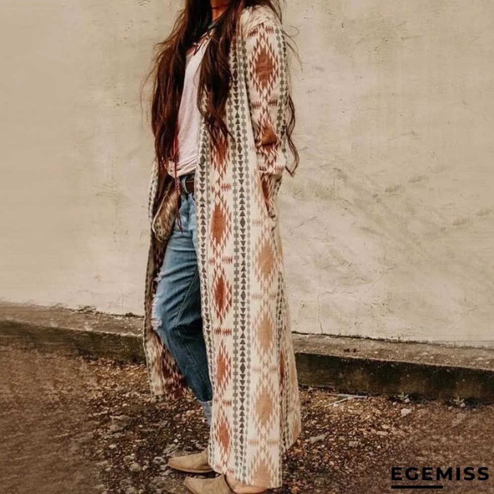 New Printed Long Sleeve Knitted Coat | EGEMISS