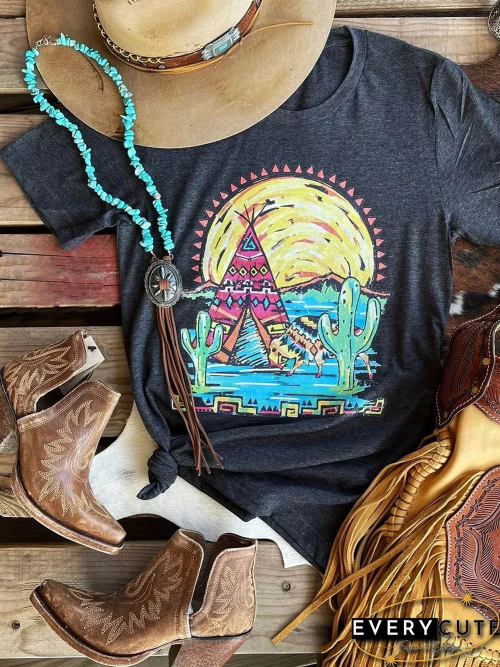 Western Life Holiday Crew Neck T-shirt