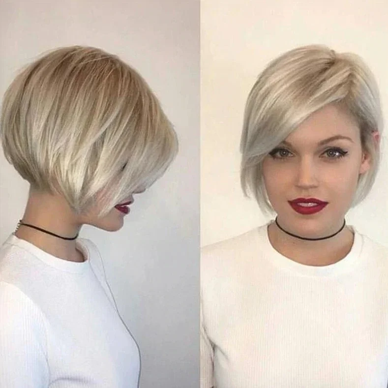 New Fake Popular Brown Highlights Short Straight Golden Hair