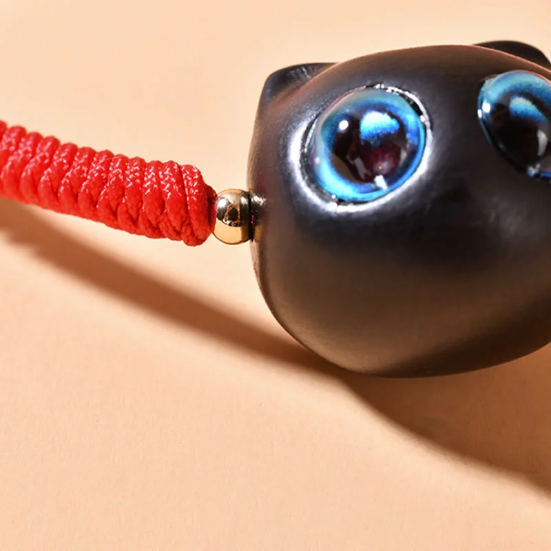 Ebony Wood Cat Head Pattern Peace King Kong Knot Braided Bracelet