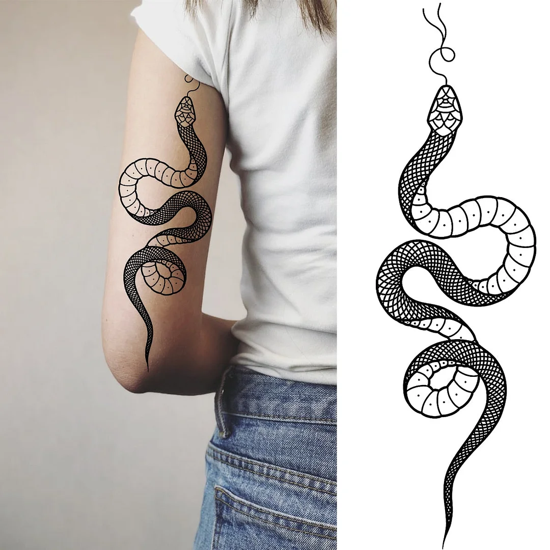 Realistic Snake Unique Forearm Temporary Tattoos For Men Adult Serpent Moon Fake Tattoo Waterproof Body Art Painting Tatoo Paper