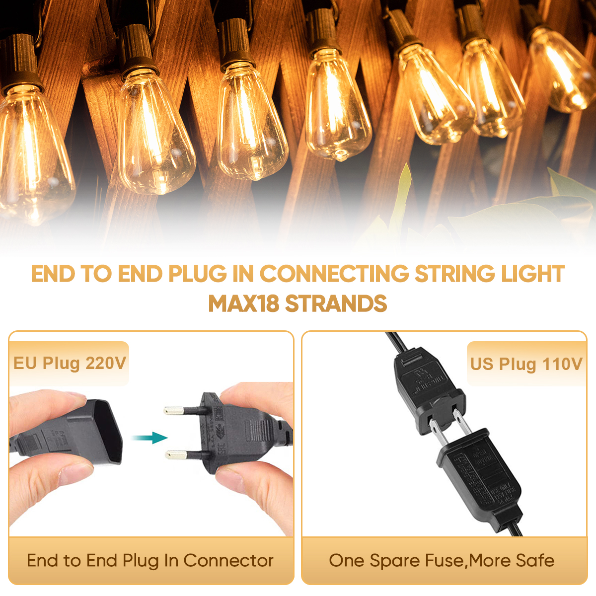 Tegooe LED Outdoor Dimmable String Lights - Shatterproof Weatherproof