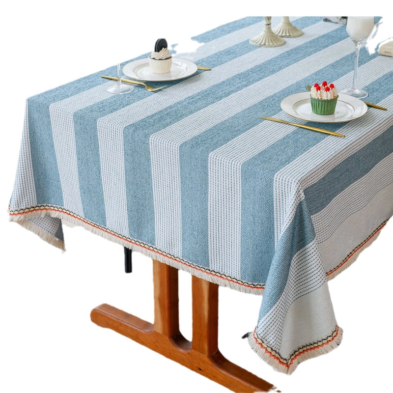 Minimalist Color Block Stripe Polyester Tablecloths