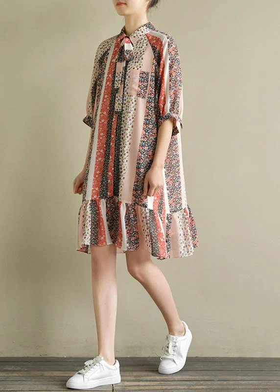 Modern floral chiffon outfit 2019 Fabrics half sleeve lapel Kaftan Summer Dresses