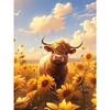 Cows In The Sunflower Field Round Diamond Diamond Painting 30*40cm