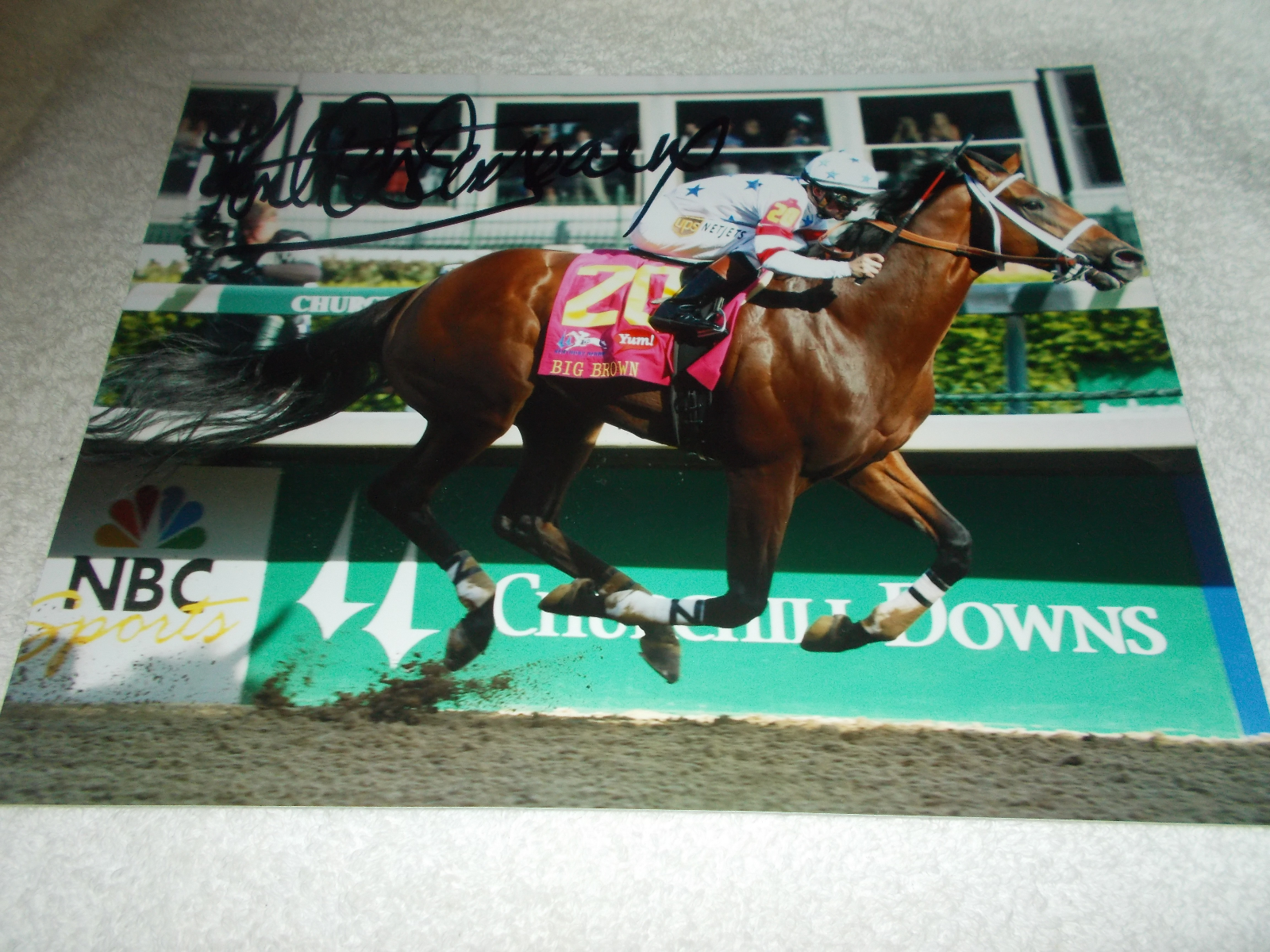 KENT DESORMEAUX BIG BROWN 2008 KENTUCKY DERBY SIGNED 8x10 HORSE RACING Photo Poster painting