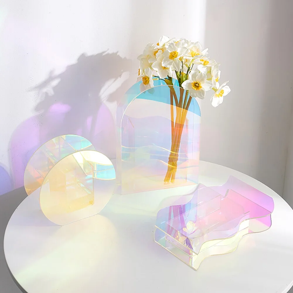 Creative Transparent Acrylic Vase Decoration Household Modern Home Decor Table Decoration Living Room Minimalist Decor Crafts